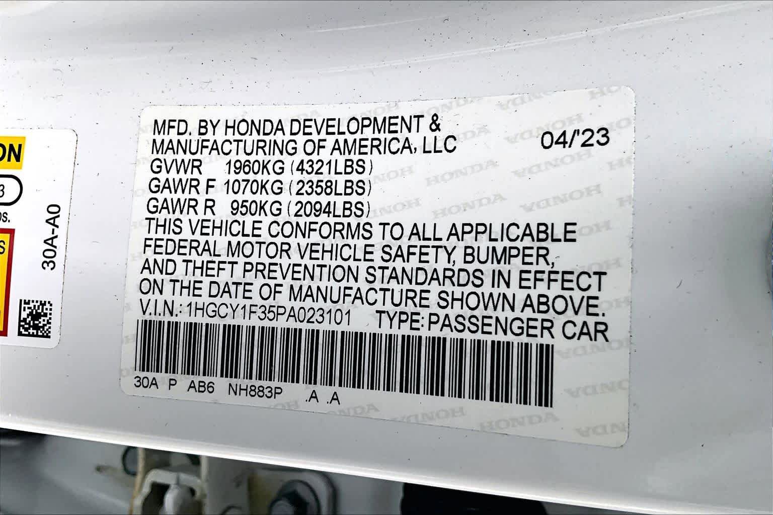 Certified 2023 Honda Accord EX image 66