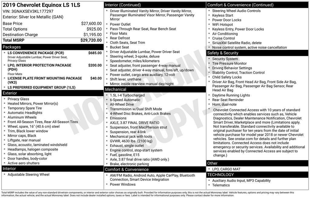 Used 2019 Chevrolet Equinox LS w/ LS Convenience Package AWD/4WD image 13