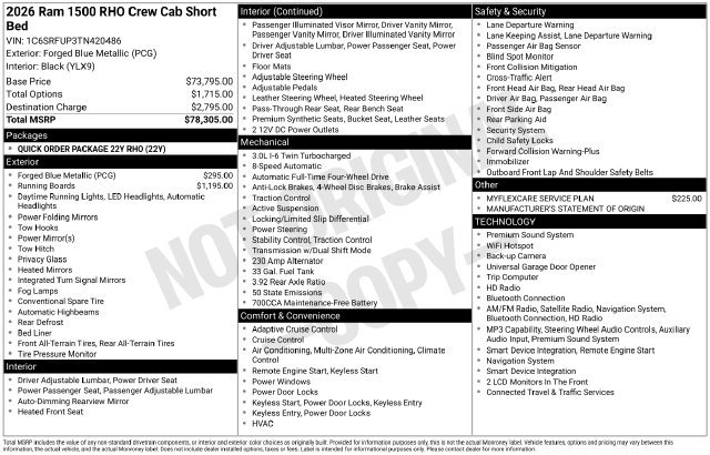 New 2026 RAM 1500 RHO AWD/4WD image 32