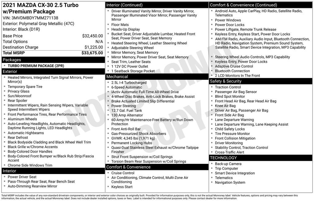 Used 2021 MAZDA CX-30 2.5 Turbo w/ Premium Package image 34