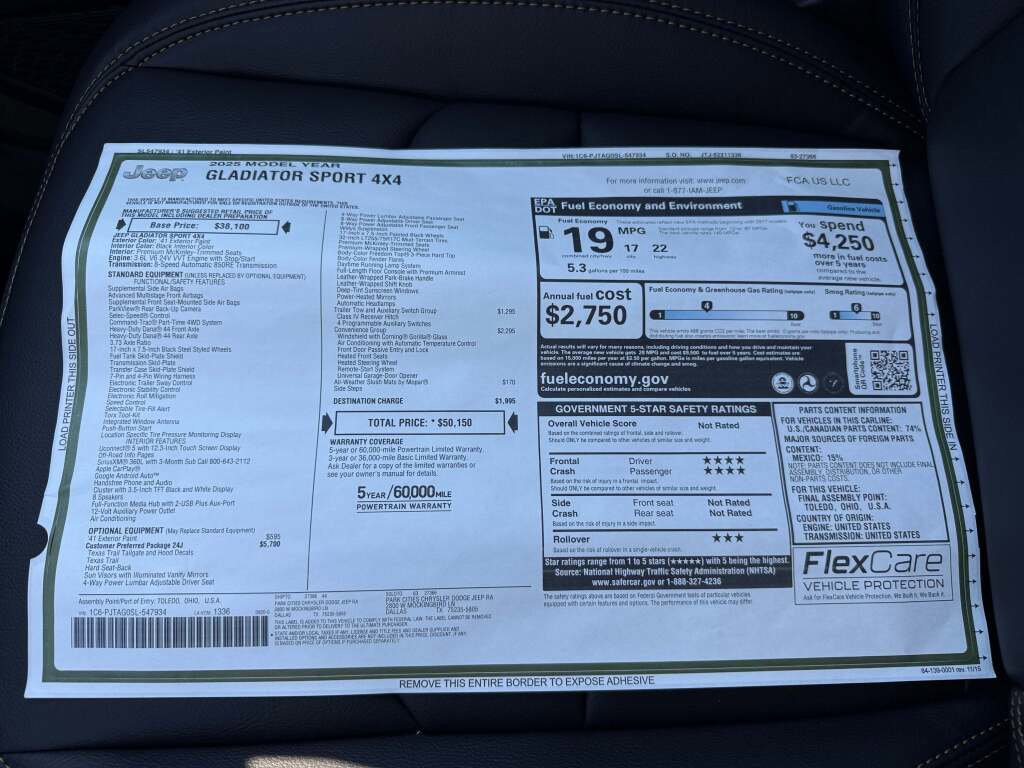 New 2025 Jeep Gladiator Sport image 21