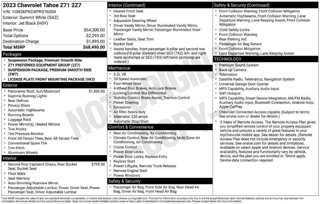 Used 2023 Chevrolet Tahoe Z71 AWD/4WD image 4