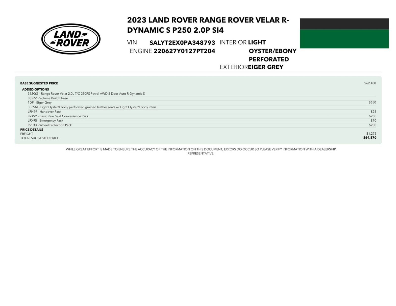 Used 2023 Land Rover Range Rover Velar R-Dynamic S AWD/4WD image 2