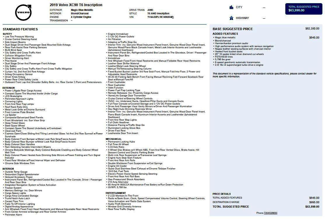 Used 2019 Volvo XC90 T6 Inscription w/ Advanced Package image 2