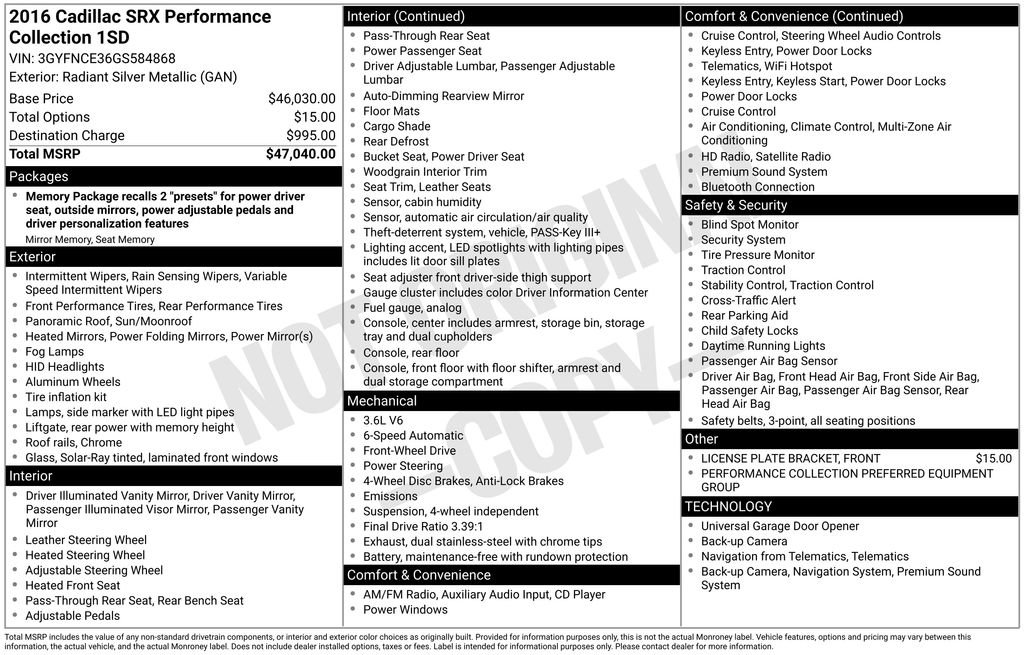 Used 2016 Cadillac SRX Performance FWD image 33