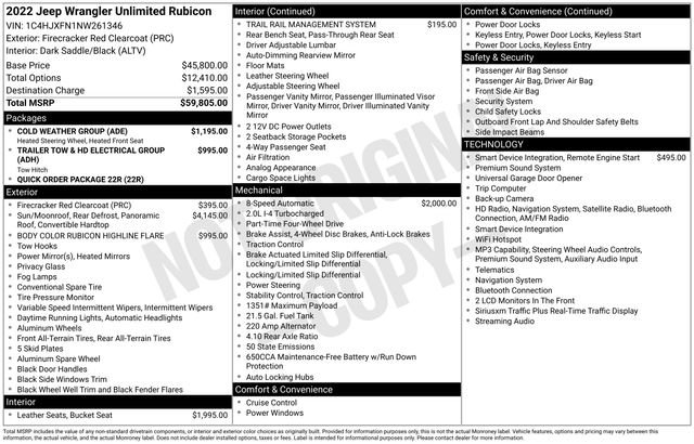 Used 2022 Jeep Wrangler Unlimited Rubicon w/ Cold Weather Group AWD/4WD image 39