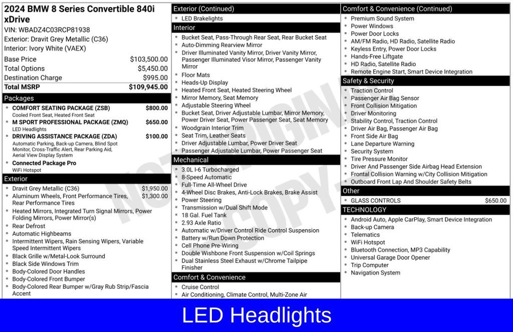 Used 2024 BMW 840i xDrive Convertible w/ Comfort Seating Package AWD/4WD image 6