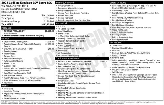 Certified 2024 Cadillac Escalade ESV Sport w/ Touring Package AWD/4WD image 34
