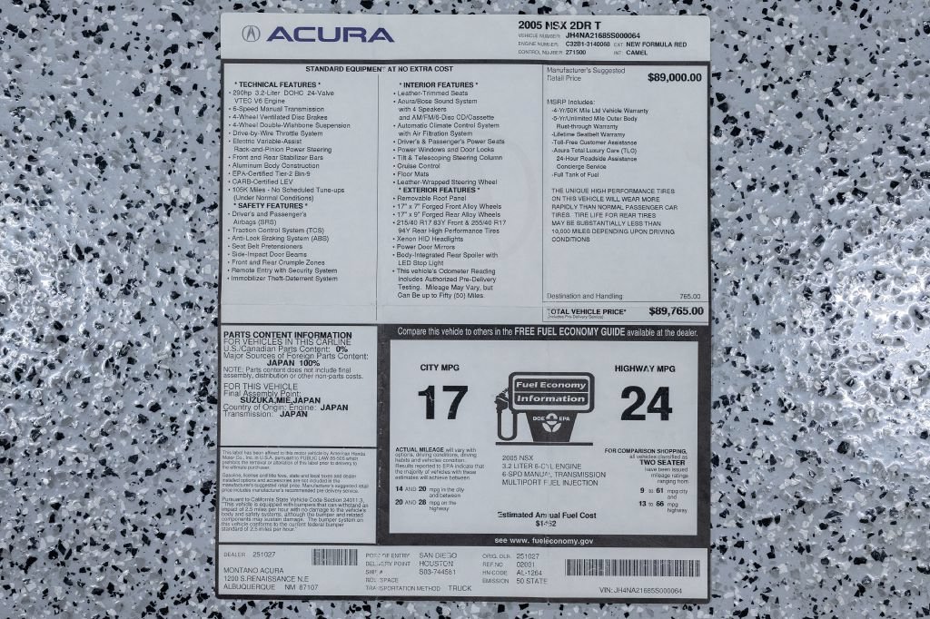 Used 2005 Acura NSX T RWD image 20