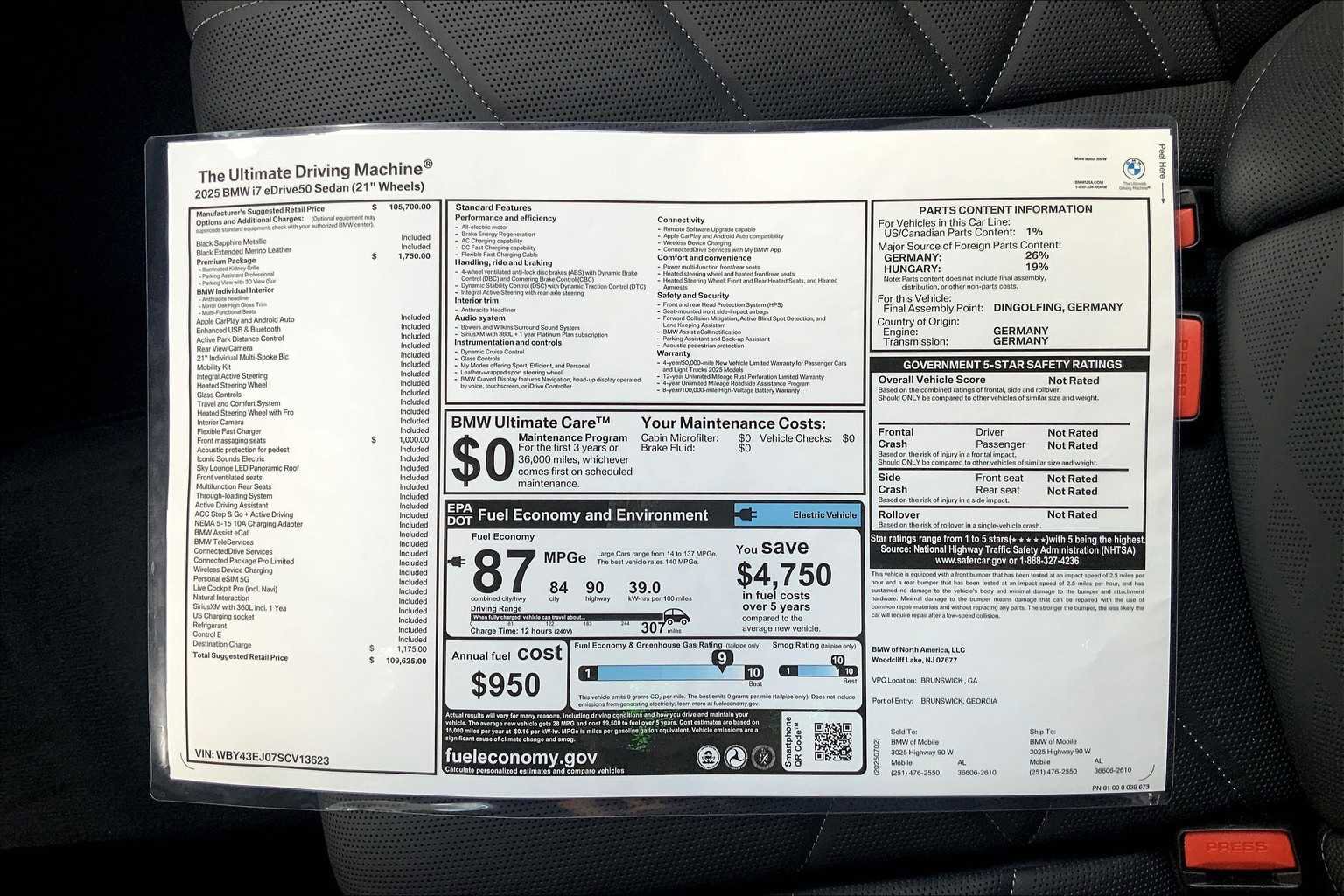 Certified 2025 BMW i7 eDrive50 w/ Premium Package image 20
