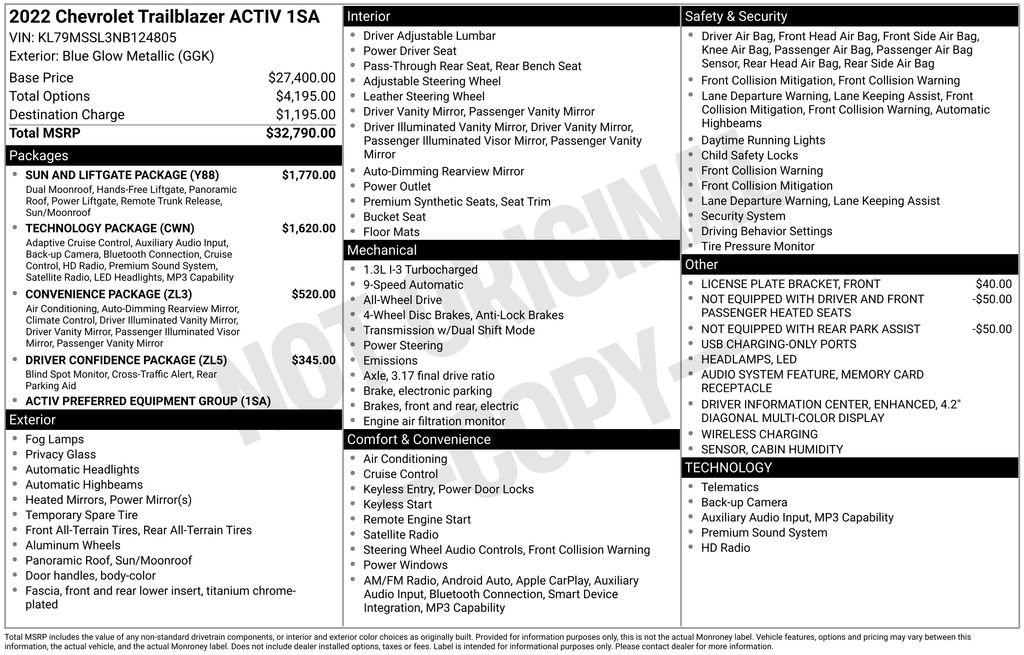 Used 2022 Chevrolet TrailBlazer ACTIV w/ Sun and Liftgate Package AWD/4WD image 5