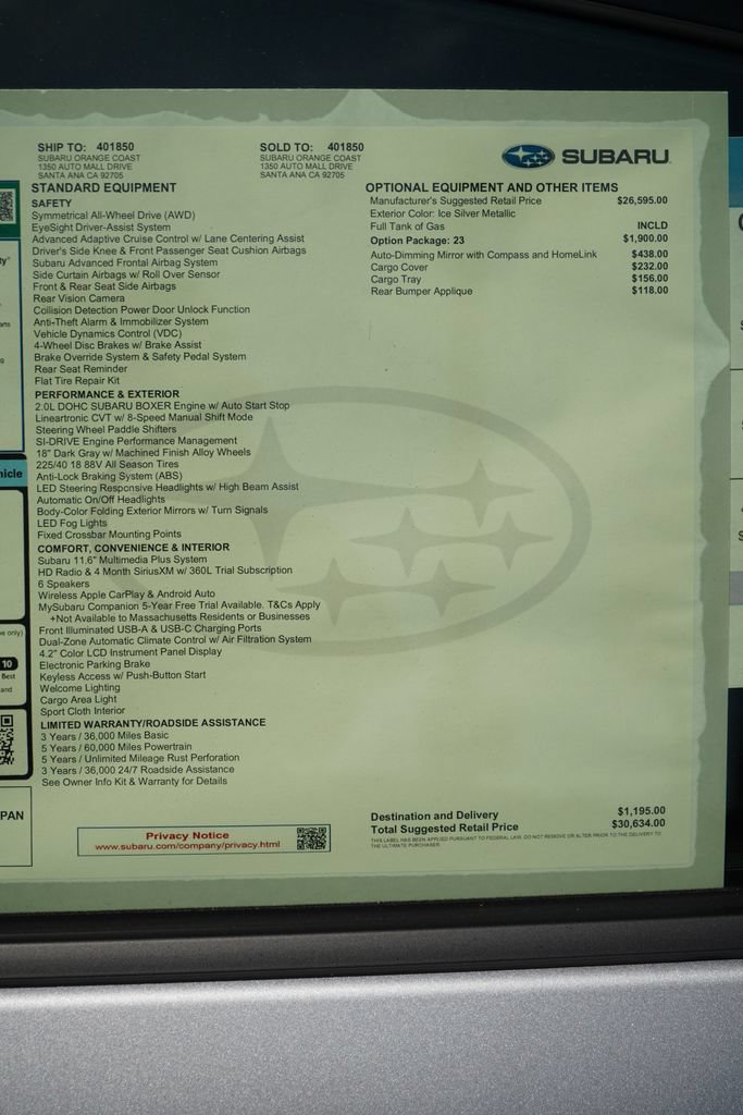 New 2026 Subaru Impreza 2.0i Sport AWD/4WD image 6