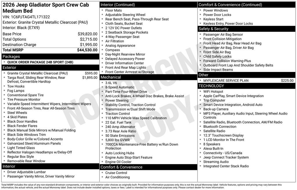 New 2026 Jeep Gladiator Sport AWD/4WD image 30