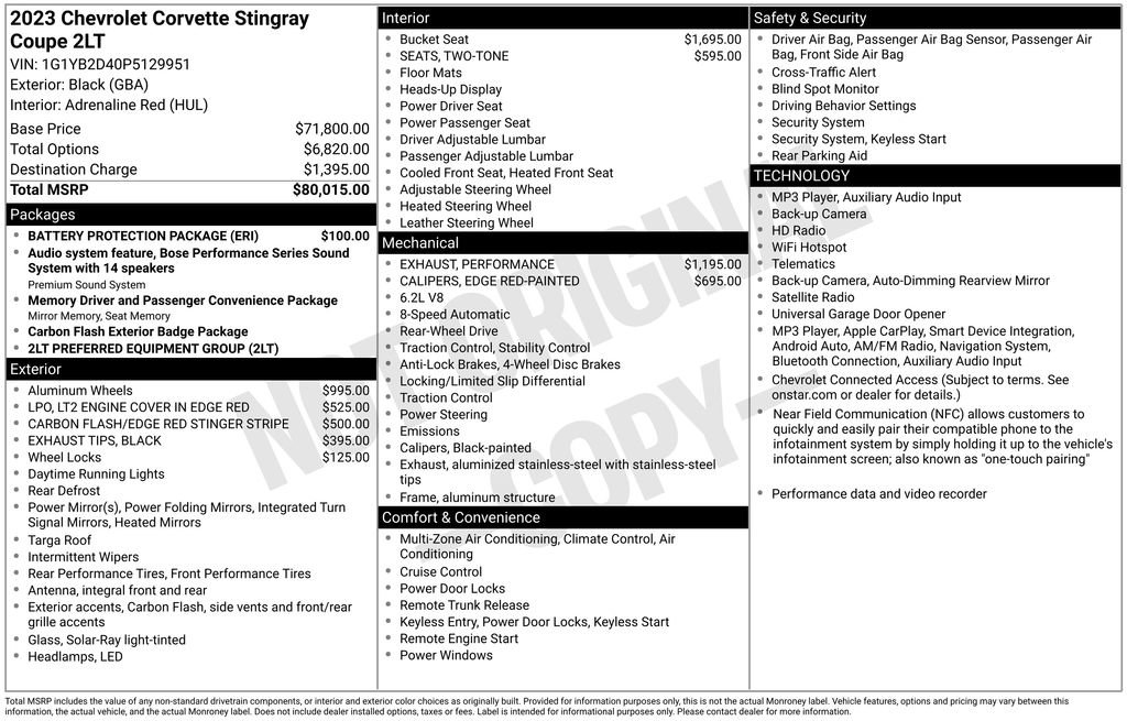 Used 2023 Chevrolet Corvette Stingray Preferred Cpe w/ Battery Protection Package RWD image 3