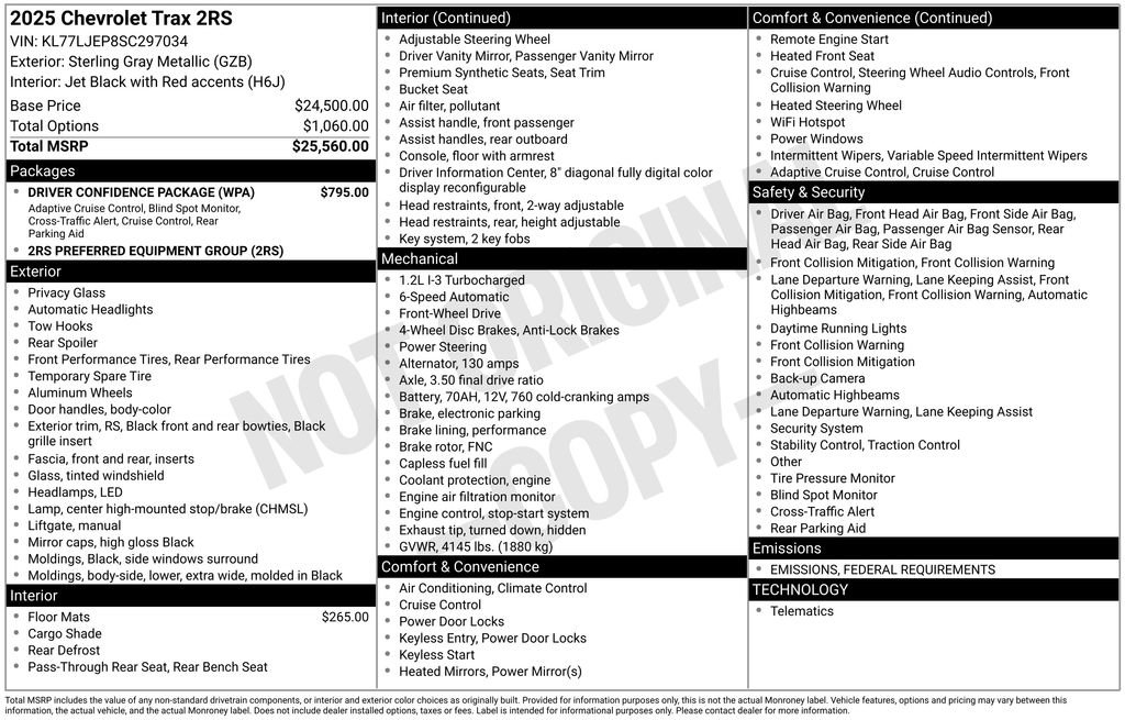 New 2025 Chevrolet Trax RS w/ Driver Confidence Package image 25