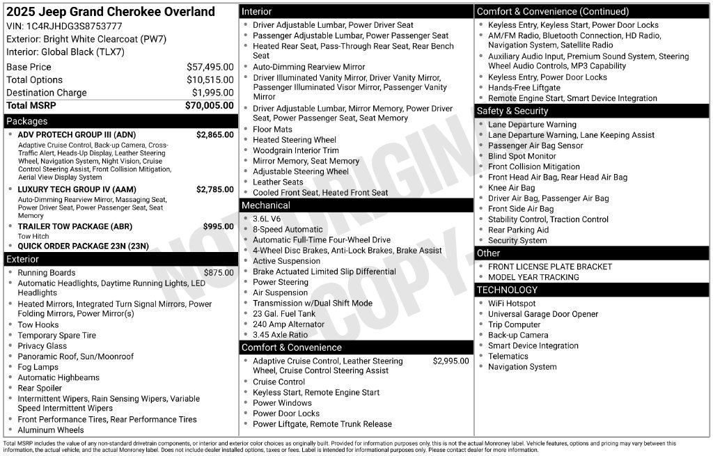 New 2025 Jeep Grand Cherokee Overland w/ Adv Protech Group III AWD/4WD image 6