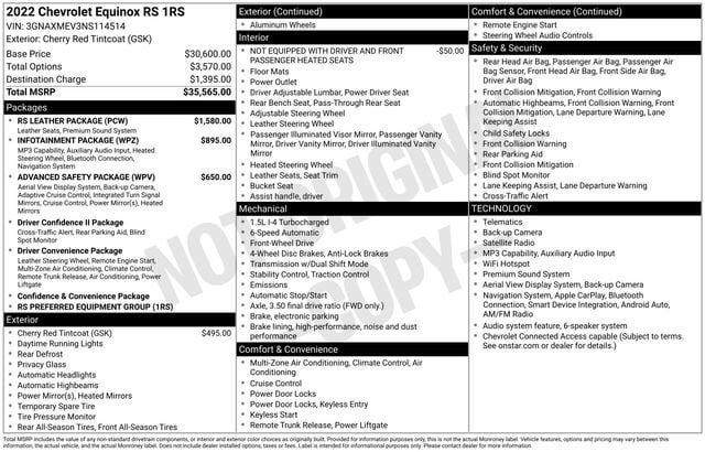 Used 2022 Chevrolet Equinox RS w/ RS Leather Package FWD image 4