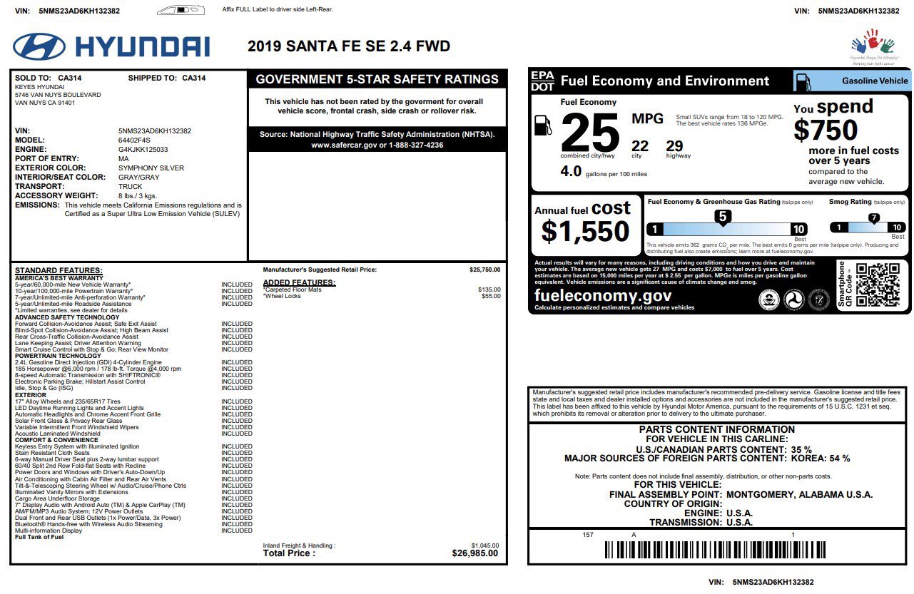Used 2019 Hyundai Santa Fe SE FWD image 4