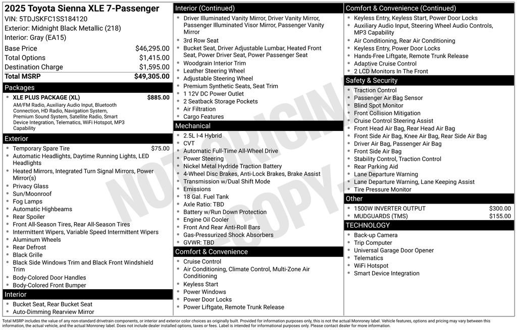 Certified 2025 Toyota Sienna XLE w/ XLE Plus Package AWD/4WD image 29