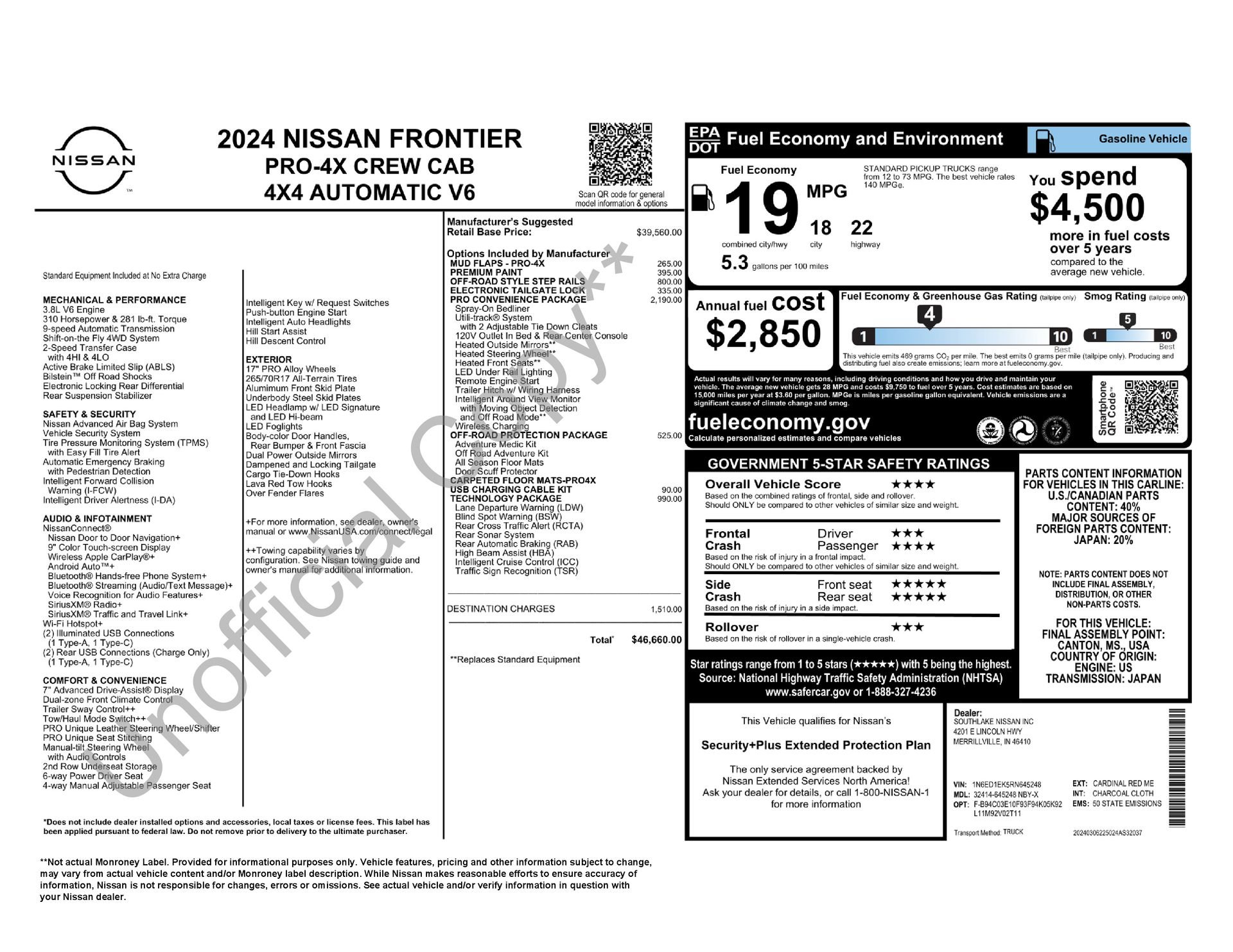 Used 2024 Nissan Frontier PRO-4X w/ Pro Convenience Package AWD/4WD image 4