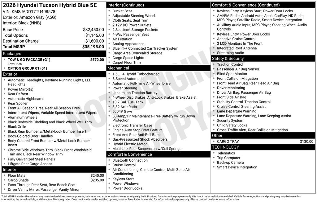 New 2026 Hyundai Tucson Blue SE w/ Tow & Go Package AWD/4WD image 3