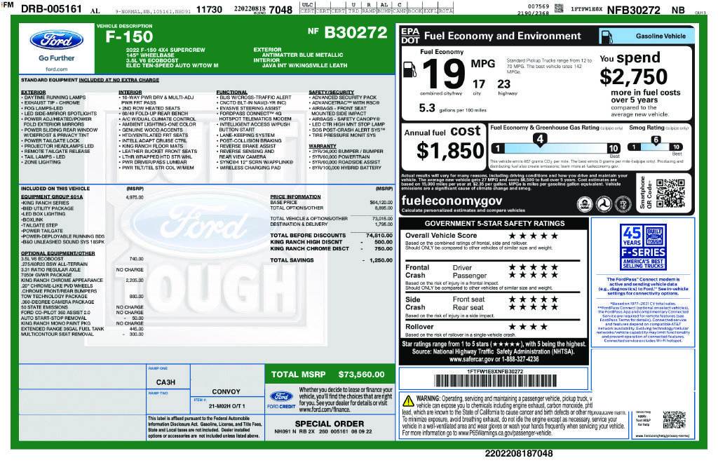 Used 2022 Ford F150 King Ranch w/ Equipment Group 601A High AWD/4WD image 4