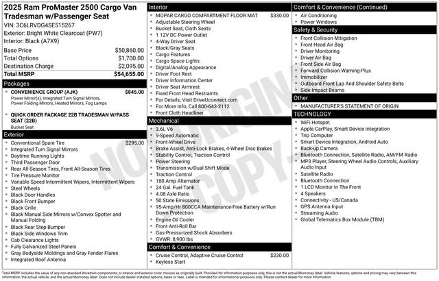 Used 2025 RAM ProMaster 2500 w/ Convenience Group FWD image 8