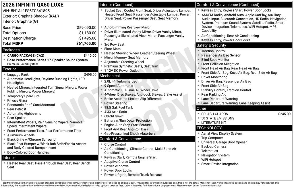 Certified 2026 INFINITI QX60 Luxe w/ Cargo Package AWD/4WD image 42