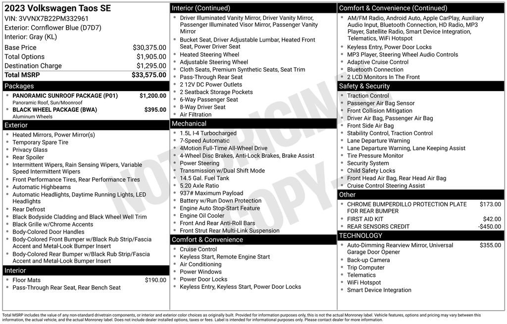Used 2023 Volkswagen Taos SE w/ Panoramic Sunroof Package image 10