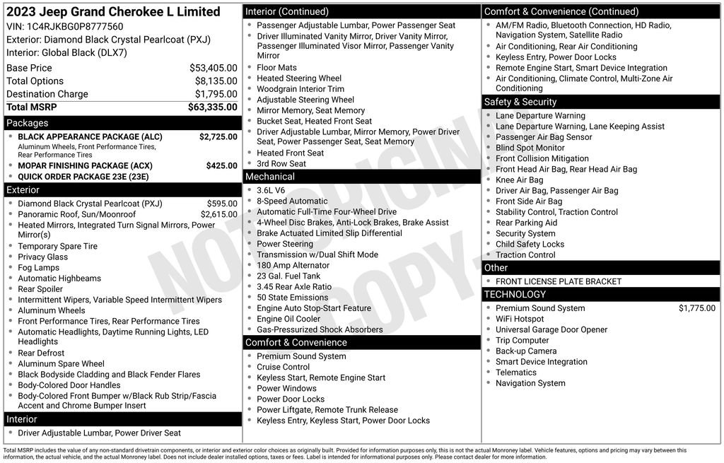 Used 2023 Jeep Grand Cherokee L Limited w/ Black Appearance Package image 3