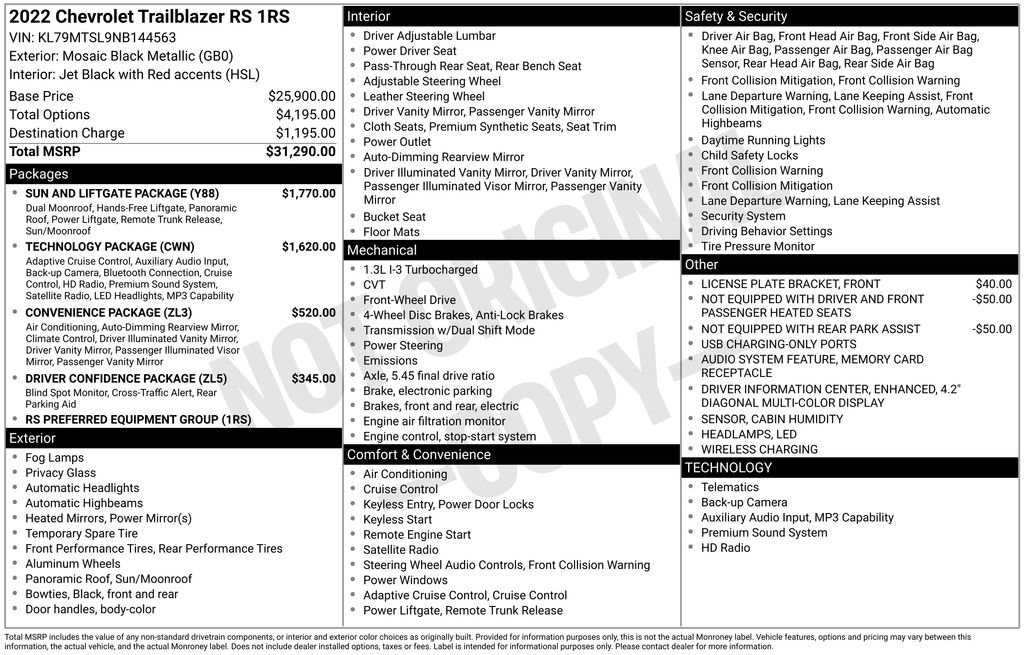 Used 2022 Chevrolet TrailBlazer RS w/ Sun and Liftgate Package image 26