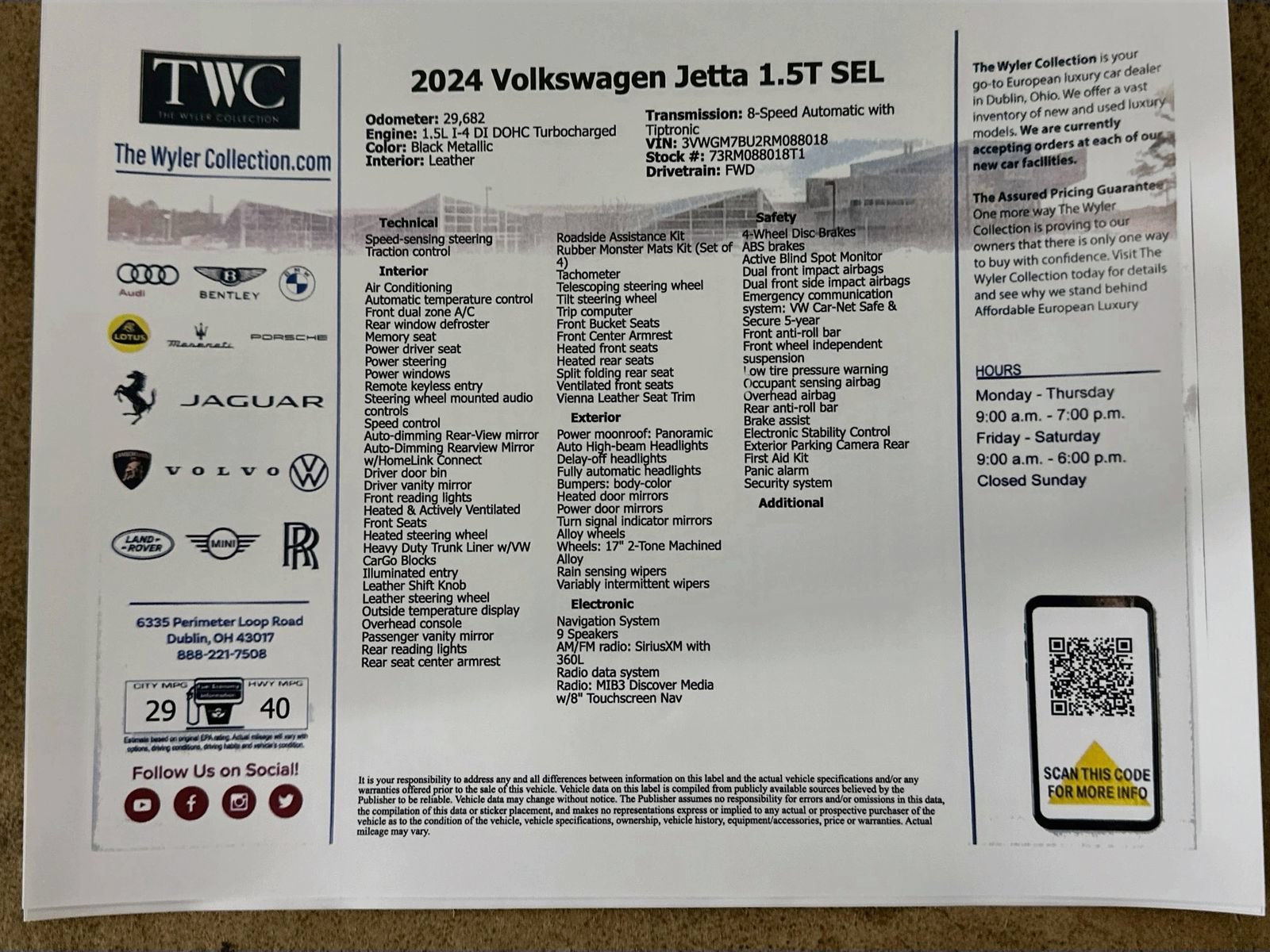 Used 2024 Volkswagen Jetta SEL FWD image 45