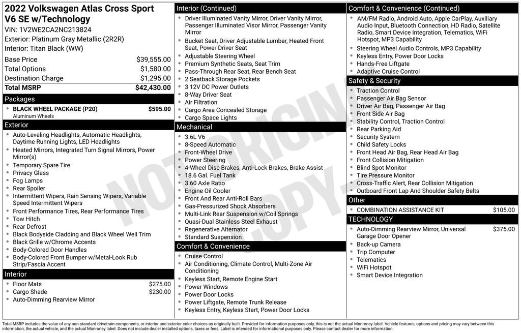 Used 2022 Volkswagen Atlas Cross Sport SE w/ Black Wheel Package image 2