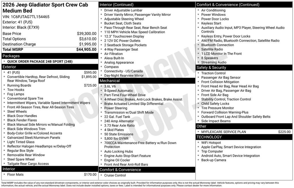New 2026 Jeep Gladiator Sport image 7