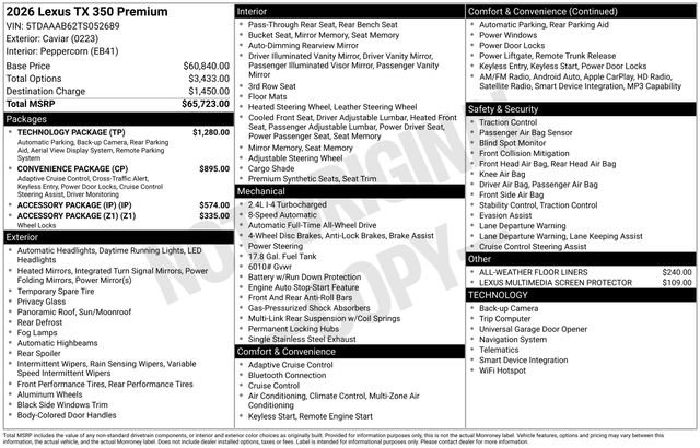 Certified 2026 Lexus TX 350 AWD w/ Technology Package image 53