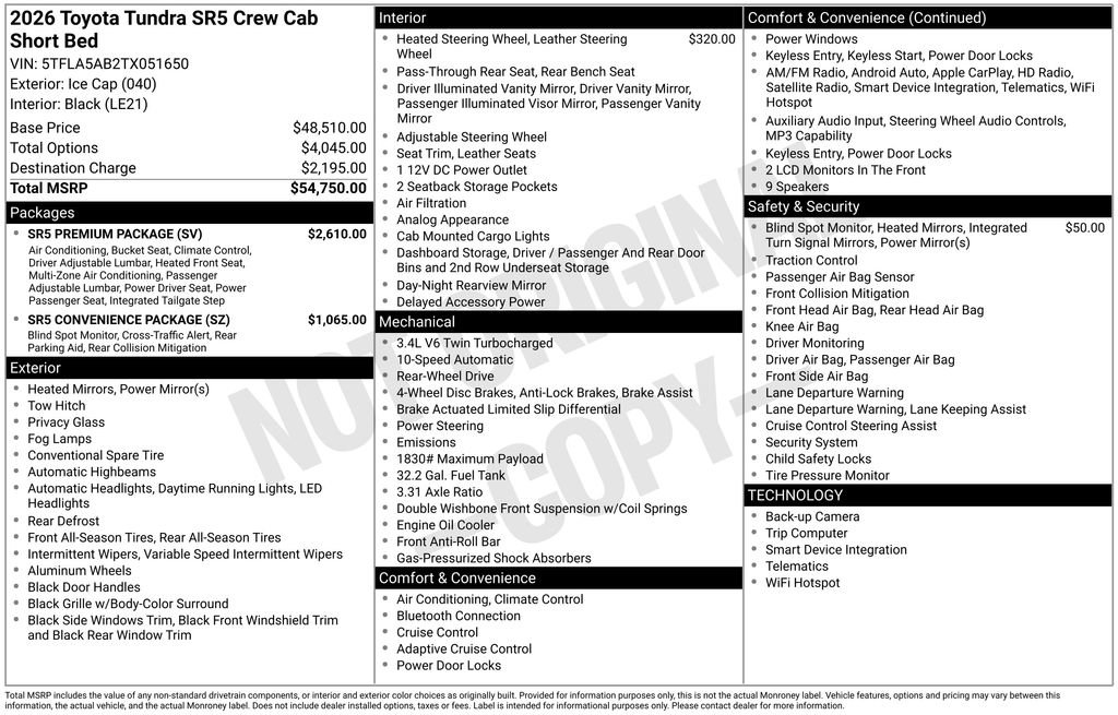 Used 2026 Toyota Tundra SR5 w/ SR5 Premium Package RWD image 8