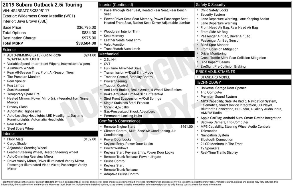 Used 2019 Subaru Outback 2.5i Touring image 11
