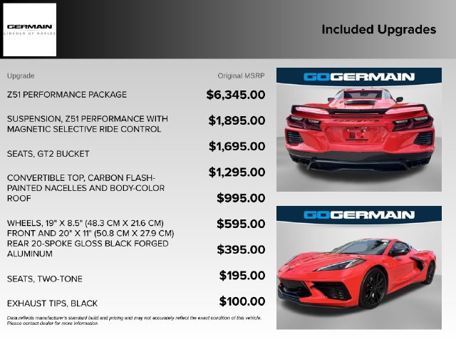 Used 2024 Chevrolet Corvette Stingray Preferred Conv w/ Z51 Performance Package RWD image 20