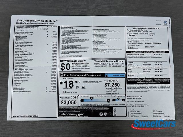 Used 2023 BMW M3 Competition w/ Executive Package image 64