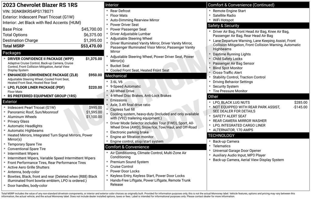 Used 2023 Chevrolet Blazer RS w/ Driver Confidence II Package image 50