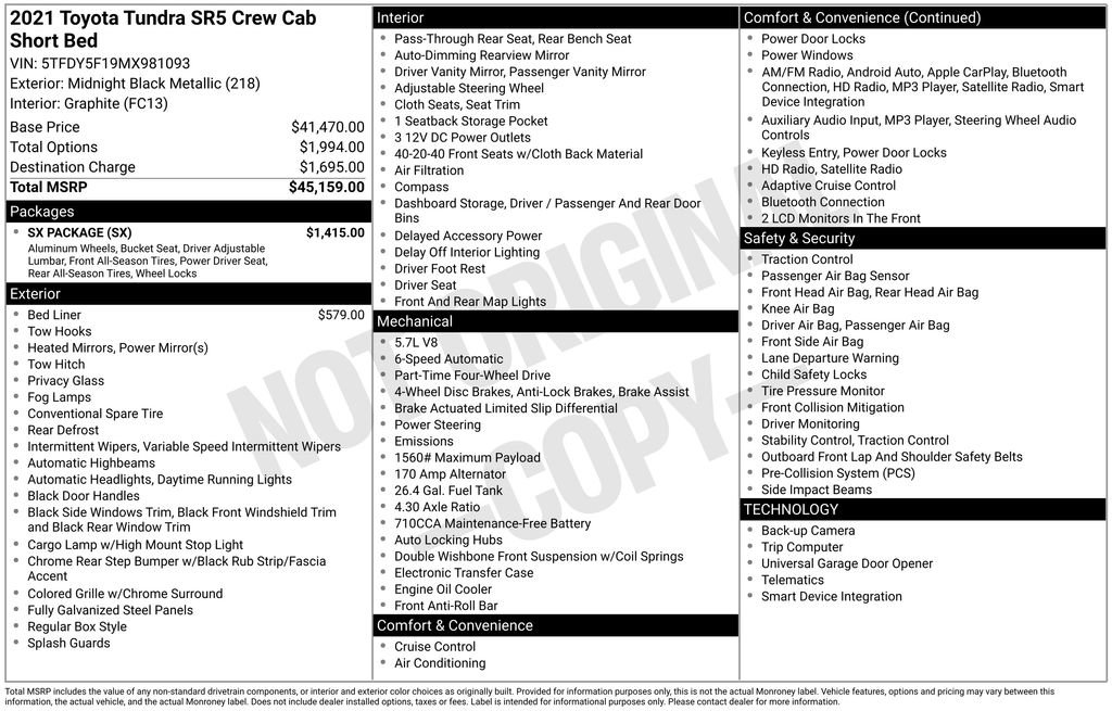 Used 2021 Toyota Tundra SR5 w/ SX Package image 37