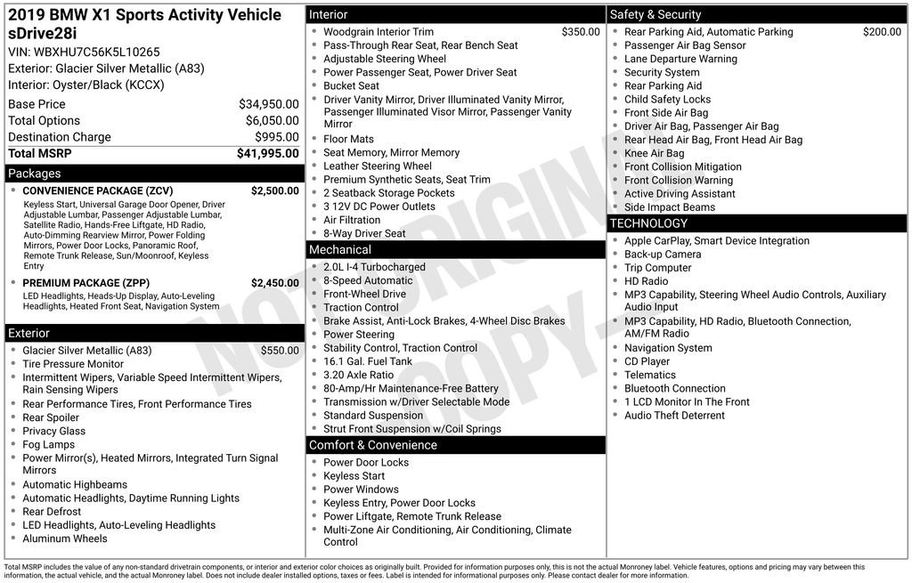Used 2019 BMW X1 sDrive28i w/ Convenience Package FWD image 5