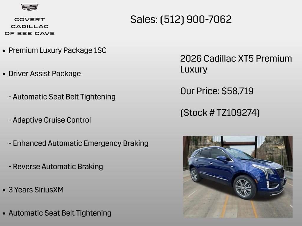 New 2026 Cadillac XT5 Premium Luxury w/ Driver Assist Package FWD image 6