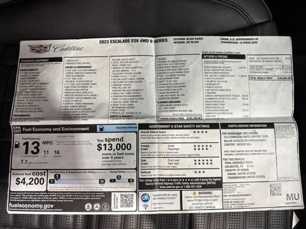 Used 2023 Cadillac Escalade ESV V AWD/4WD image 83