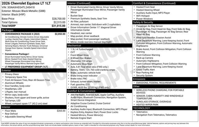 New 2026 Chevrolet Equinox LT w/ Convenience Package II image 35