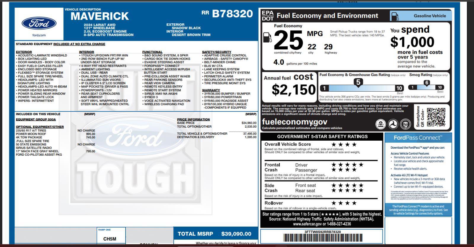 Used 2024 Ford Maverick Lariat w/ 4K Tow Package AWD/4WD image 4