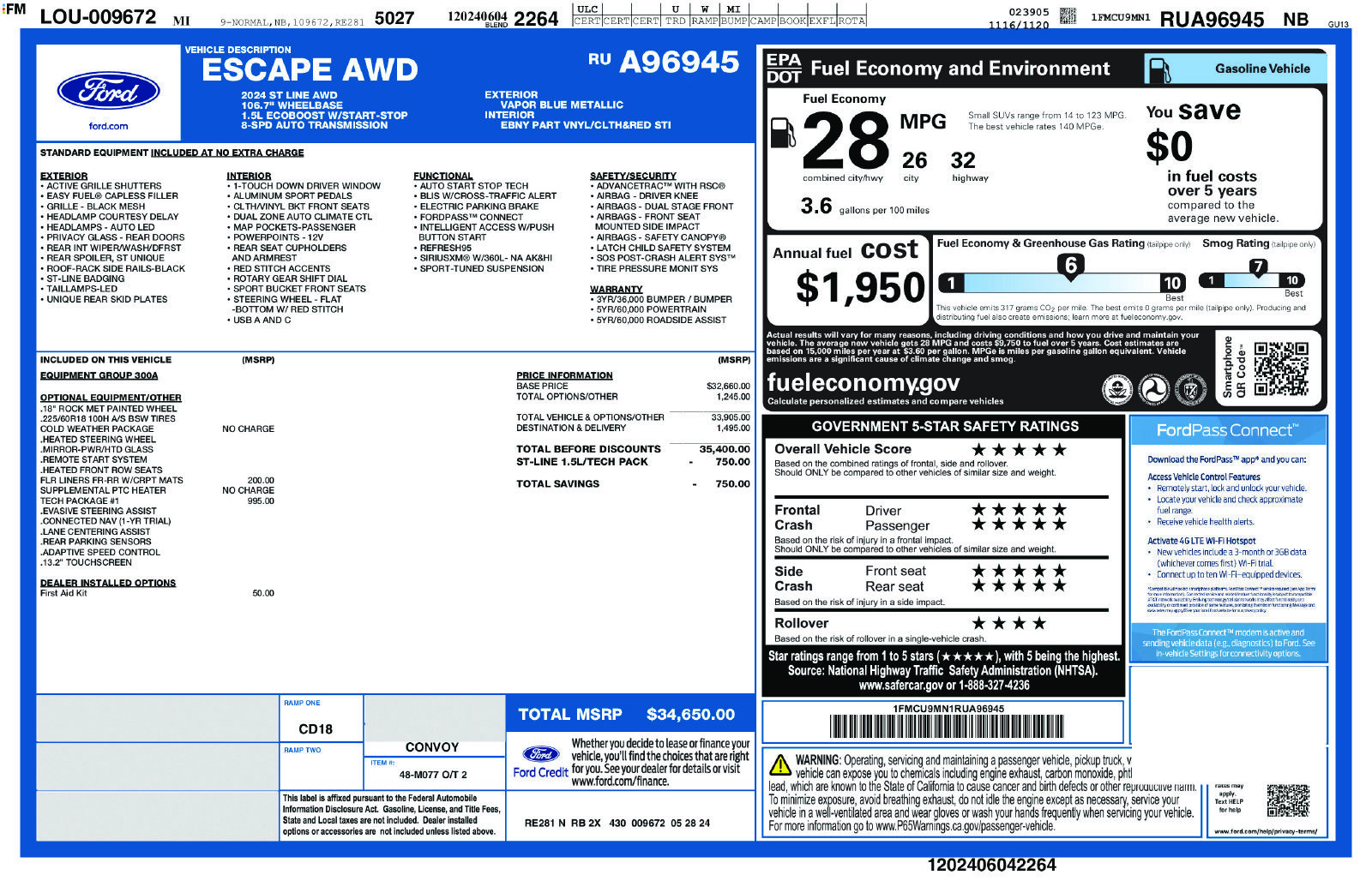Used 2024 Ford Escape ST-Line w/ Tech Pack #1 AWD/4WD image 4