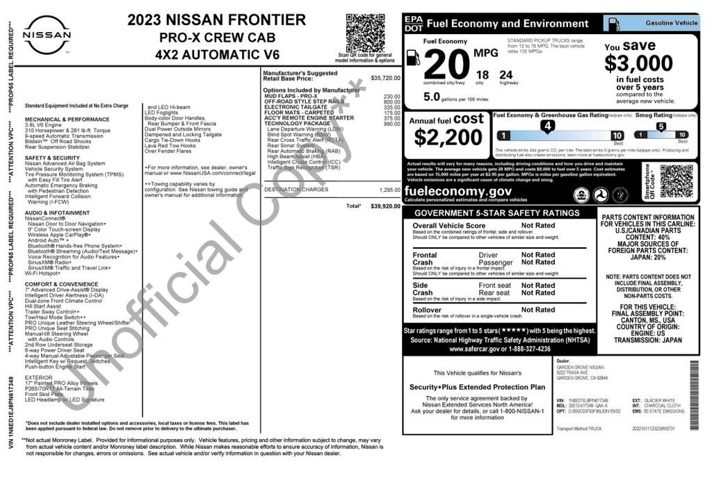 Used 2023 Nissan Frontier Pro-X w/ Technology Package image 3
