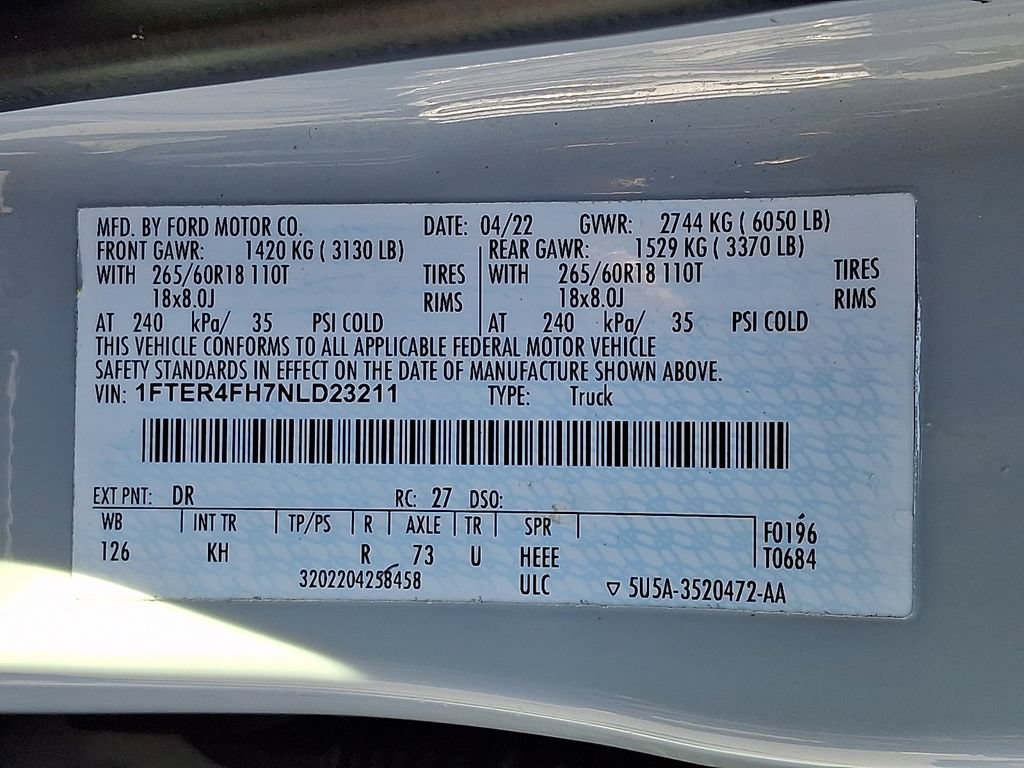 Used 2022 Ford Ranger Lariat w/ Equipment Group 501A High AWD/4WD image 30