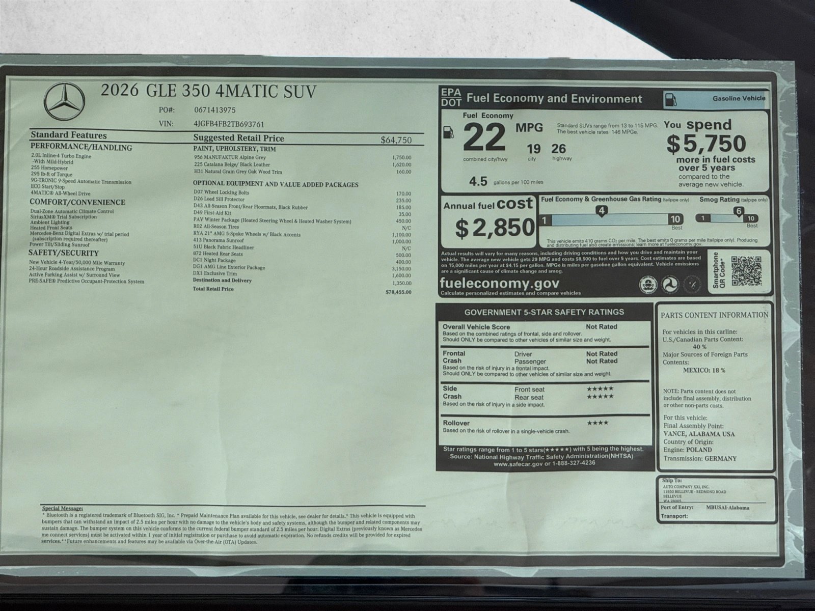 New 2026 Mercedes-Benz GLE 350 4MATIC image 19